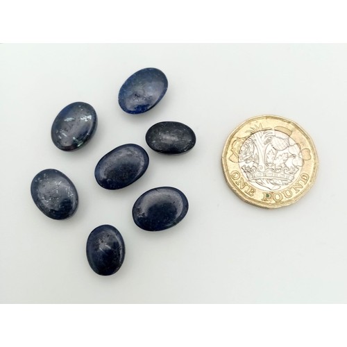 934 - A Blue Sapphire Gemstones Lot, to include: (1) Lot of 7pcs Oval Cabochon Blue Sapphire, 58ctw. (2) L... 