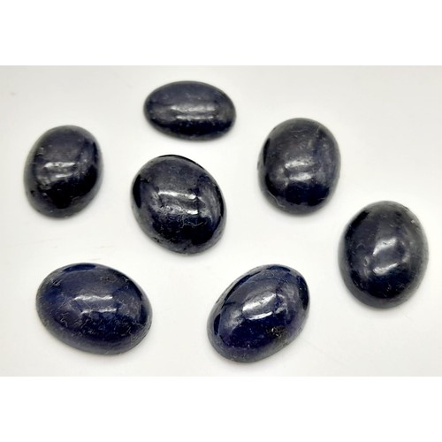 934 - A Blue Sapphire Gemstones Lot, to include: (1) Lot of 7pcs Oval Cabochon Blue Sapphire, 58ctw. (2) L... 