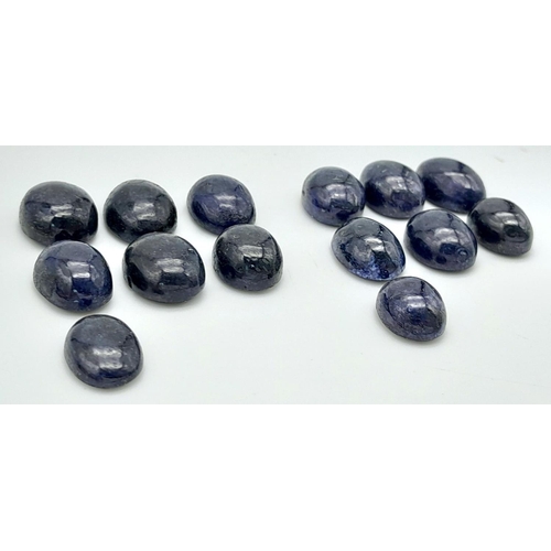 934 - A Blue Sapphire Gemstones Lot, to include: (1) Lot of 7pcs Oval Cabochon Blue Sapphire, 58ctw. (2) L... 
