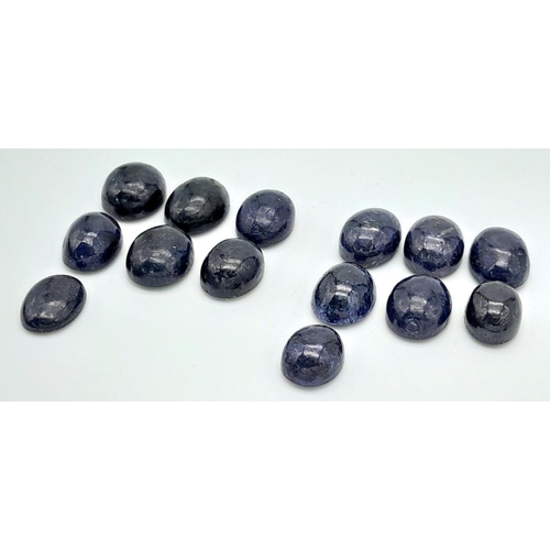 934 - A Blue Sapphire Gemstones Lot, to include: (1) Lot of 7pcs Oval Cabochon Blue Sapphire, 58ctw. (2) L... 