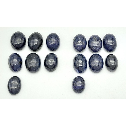 934 - A Blue Sapphire Gemstones Lot, to include: (1) Lot of 7pcs Oval Cabochon Blue Sapphire, 58ctw. (2) L... 