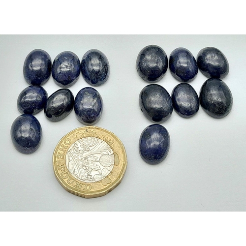 934 - A Blue Sapphire Gemstones Lot, to include: (1) Lot of 7pcs Oval Cabochon Blue Sapphire, 58ctw. (2) L... 