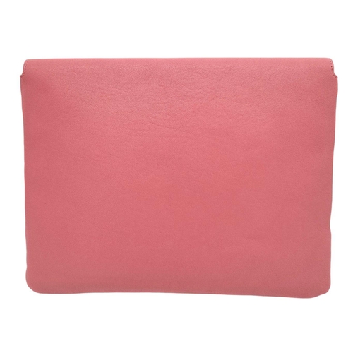 546 - A Chloé Pink Colour Block Envelope Clutch. Leather exterior in shades of pink and beige with gold-to... 