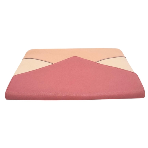 546 - A Chloé Pink Colour Block Envelope Clutch. Leather exterior in shades of pink and beige with gold-to... 