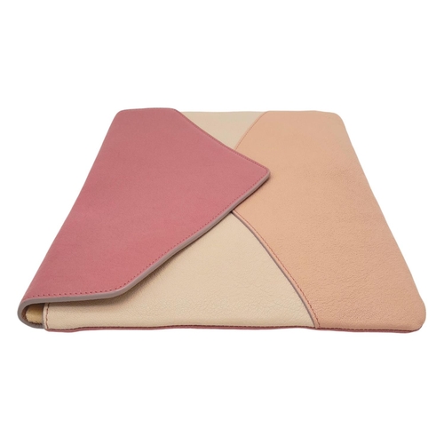 546 - A Chloé Pink Colour Block Envelope Clutch. Leather exterior in shades of pink and beige with gold-to... 