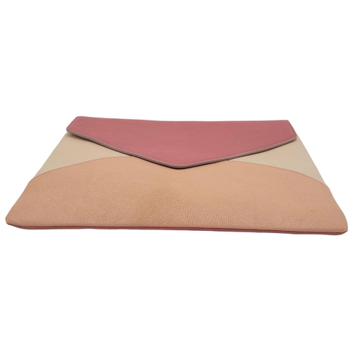 546 - A Chloé Pink Colour Block Envelope Clutch. Leather exterior in shades of pink and beige with gold-to... 