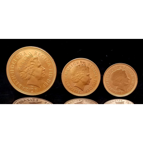 1 - A Royal Mint 22k Gold Proof Three-Coin Sovereign Collection. This limited edition collection has a h... 