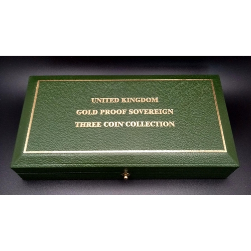 1 - A Royal Mint 22k Gold Proof Three-Coin Sovereign Collection. This limited edition collection has a h... 