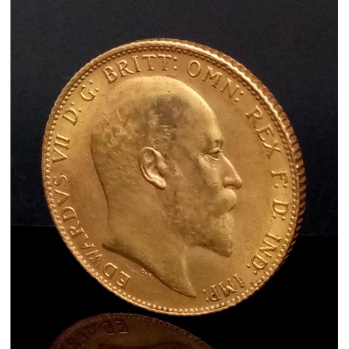 100 - A 1909 Edward VII 22K Gold Full Sovereign.