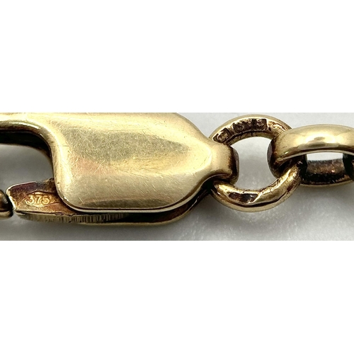 128 - A 9K Yellow Gold Belcher Link Bracelet. 50cm. 12.5g.