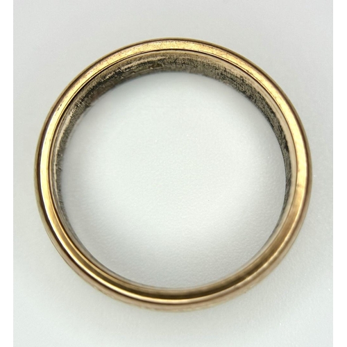 141 - A 9K Yellow Gold Band Ring. 6mm width. 4.8g