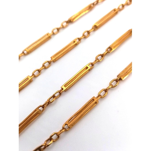 15 - A 22K Yellow Gold Fancy Elongated Link Necklace. 44cm. 9.7g.