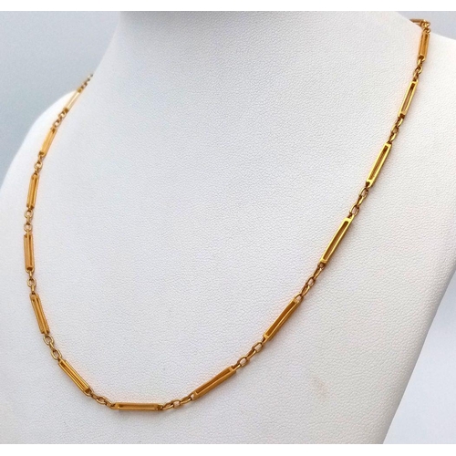 15 - A 22K Yellow Gold Fancy Elongated Link Necklace. 44cm. 9.7g.