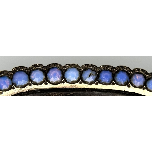 30 - An Antique Victorian 9K Gold and Opal Mourning Brooch. Hair memento with opal surround. 3cm. 4.5g to... 