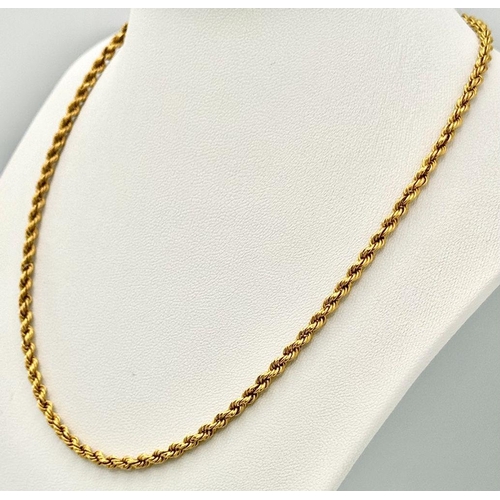 5 - A 22K Yellow Gold Rope Necklace. 40cm. 20g.