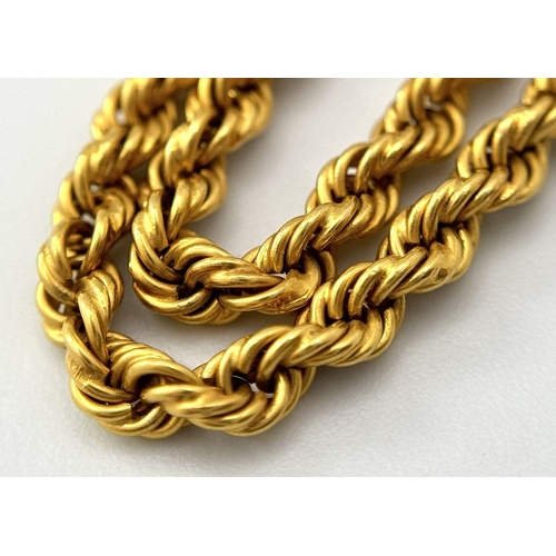 5 - A 22K Yellow Gold Rope Necklace. 40cm. 20g.