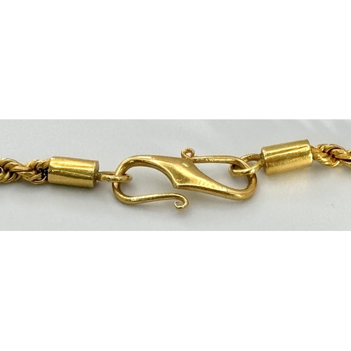 5 - A 22K Yellow Gold Rope Necklace. 40cm. 20g.