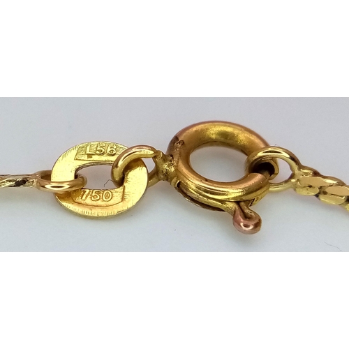 57 - An 18K Yellow Gold Scale Link Flat Bracelet. 19cm. Charm attachment. 2.4g.