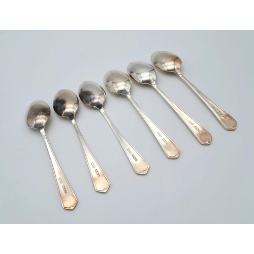 75 - Six Vintage Sterling Silver Tea Spoons. Hallmarks for Sheffield 1946. 68g