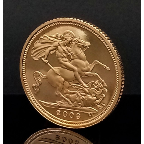 8 - A 22K Gold Royal Mint 2003 Elizabeth II Proof Half Sovereign. Limited edition. Comes with COA and ca... 