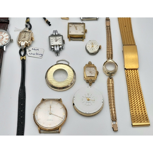 855 - A selection of vintage watches and watch cases (as found). Includes a mix of strap and bracelet desi... 