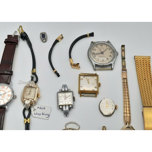 855 - A selection of vintage watches and watch cases (as found). Includes a mix of strap and bracelet desi... 