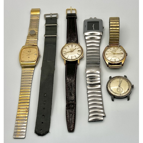876 - A selection of vintage men's watches and cases, including brands such as Seiko. A mix of strap and b... 