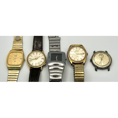 876 - A selection of vintage men's watches and cases, including brands such as Seiko. A mix of strap and b... 