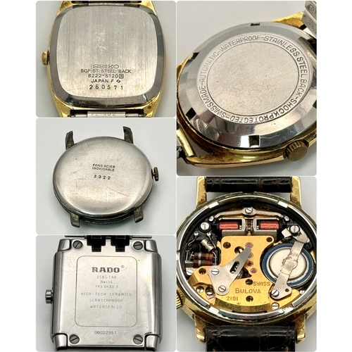 876 - A selection of vintage men's watches and cases, including brands such as Seiko. A mix of strap and b... 