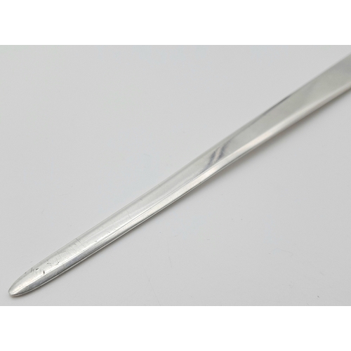 93 - A Vintage 1960s Sterling Silver Letter Opener. Hallmarks for Birmingham 1962. 22cm. 63g