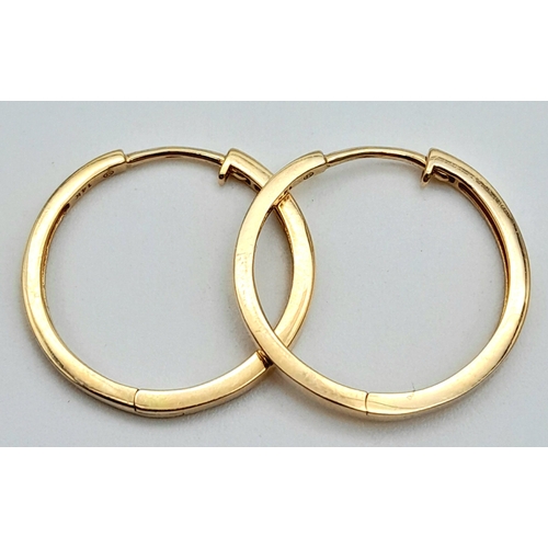 552 - A Pair of 9K Yellow Gold Small Hoop Earrings. 1.6g