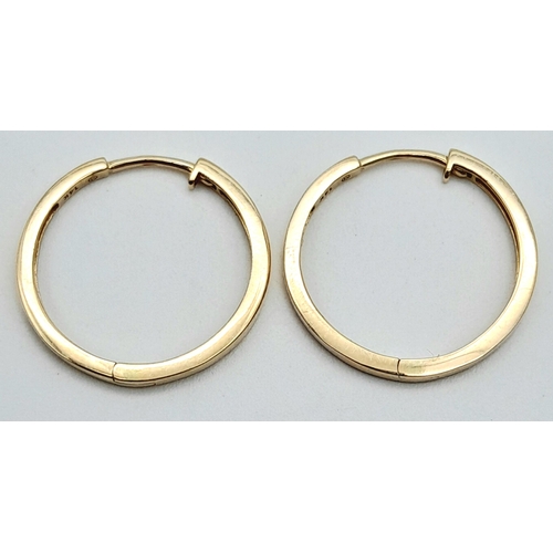 552 - A Pair of 9K Yellow Gold Small Hoop Earrings. 1.6g