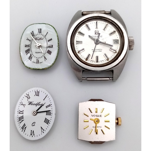 897 - An assortment of watch movements and dials, including various designs and brands, as found. Perfect ... 