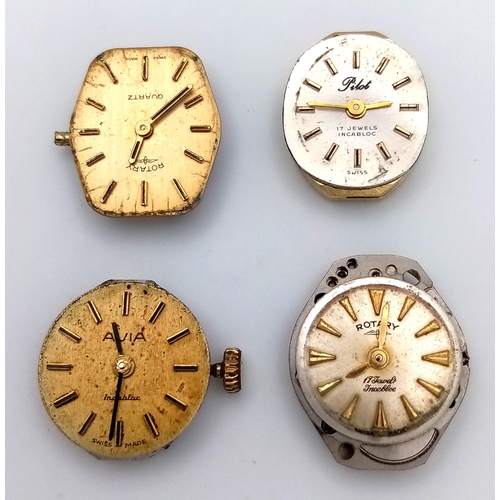 897 - An assortment of watch movements and dials, including various designs and brands, as found. Perfect ... 