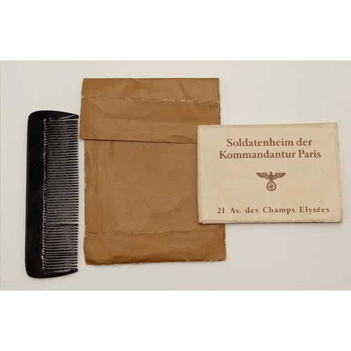 913 - A WW2 German Comb and Mirror from the R & R Centre in Paris for soldiers on a break from the front.