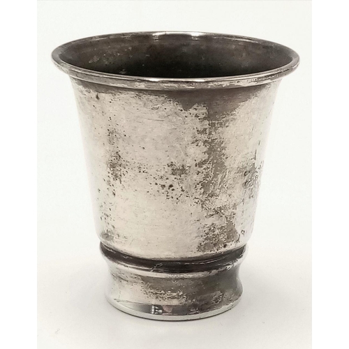 899 - A Waffen SS Silver Plated Schnapps Tumbler. SS Marked on base.