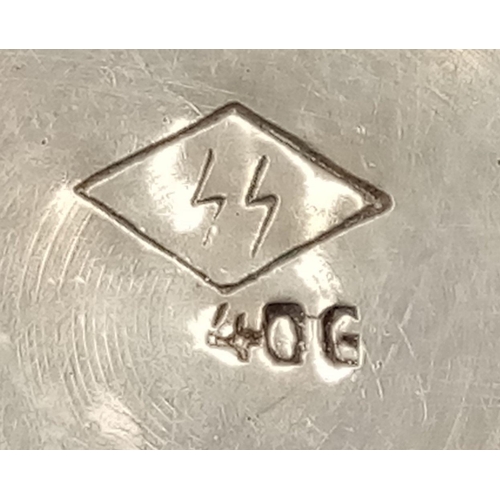 899 - A Waffen SS Silver Plated Schnapps Tumbler. SS Marked on base.