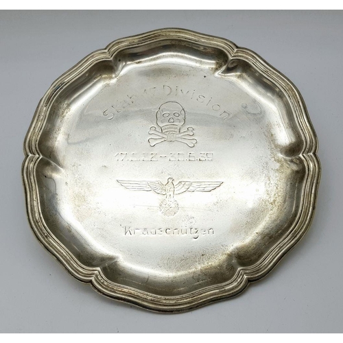 850 - A 3rd Reich Silver Plated Service Memorial Dish Stab 17 “With Gallantry & Honour 17.03.38-30.06.39 P... 