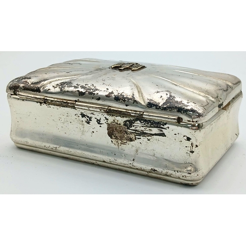 864 - A WW2 German Heer (Army) Silver Plated Trinket Box, dimensions 13cm x 8cm x 5cm.