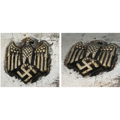 864 - A WW2 German Heer (Army) Silver Plated Trinket Box, dimensions 13cm x 8cm x 5cm.