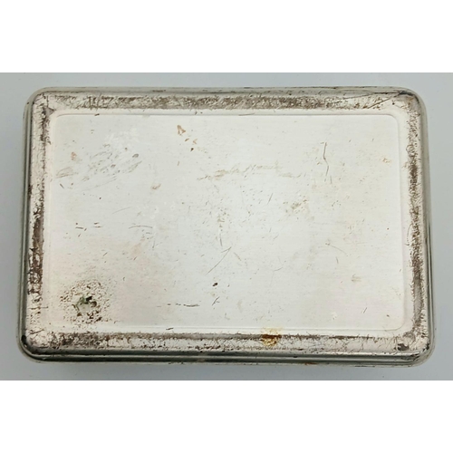 864 - A WW2 German Heer (Army) Silver Plated Trinket Box, dimensions 13cm x 8cm x 5cm.