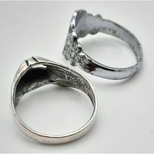 554 - Two Sterling Silver Rings. Sizes P and S.