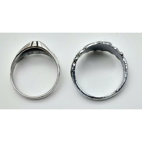 554 - Two Sterling Silver Rings. Sizes P and S.