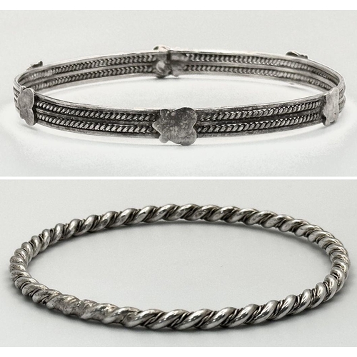 867 - Two Different Style vintage 800 Silver Bangles. 24g