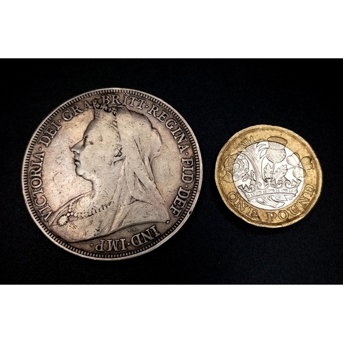 495 - A  Fine Condition 1894 Dated Queen Elizabeth ‘Old Head’ British Silver Crown’. Graded on the Sheldon... 