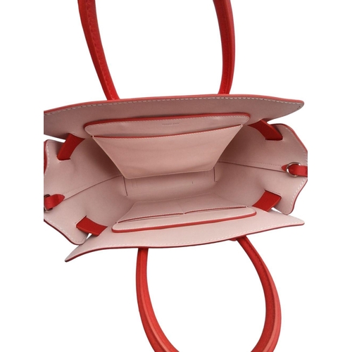 111 - A Burberry Coral Red Marais Belt Bag. Soft grained leather exterior with silver-toned hardware, deta... 