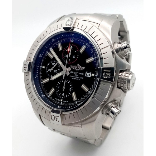 17 - A Breitling Super Avenger II Automatic Chronograph Gents Watch. Stainless steel bracelet and case - ... 