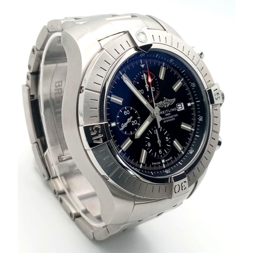 17 - A Breitling Super Avenger II Automatic Chronograph Gents Watch. Stainless steel bracelet and case - ... 