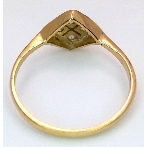 382 - AN 18K YELLOW GOLD & PLATINUM VINTAGE DIAMOND RING 1.4G TOTAL WEIGHT, SIZE K. Ref: SC 8089