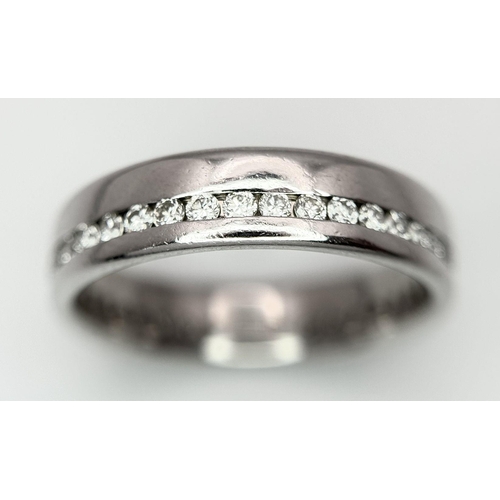 67 - A PLATINUM DIAMOND BAND RING 0.50CT 8.6G TOTAL WEIGHT, SIZE Q. Ref: SC 8074